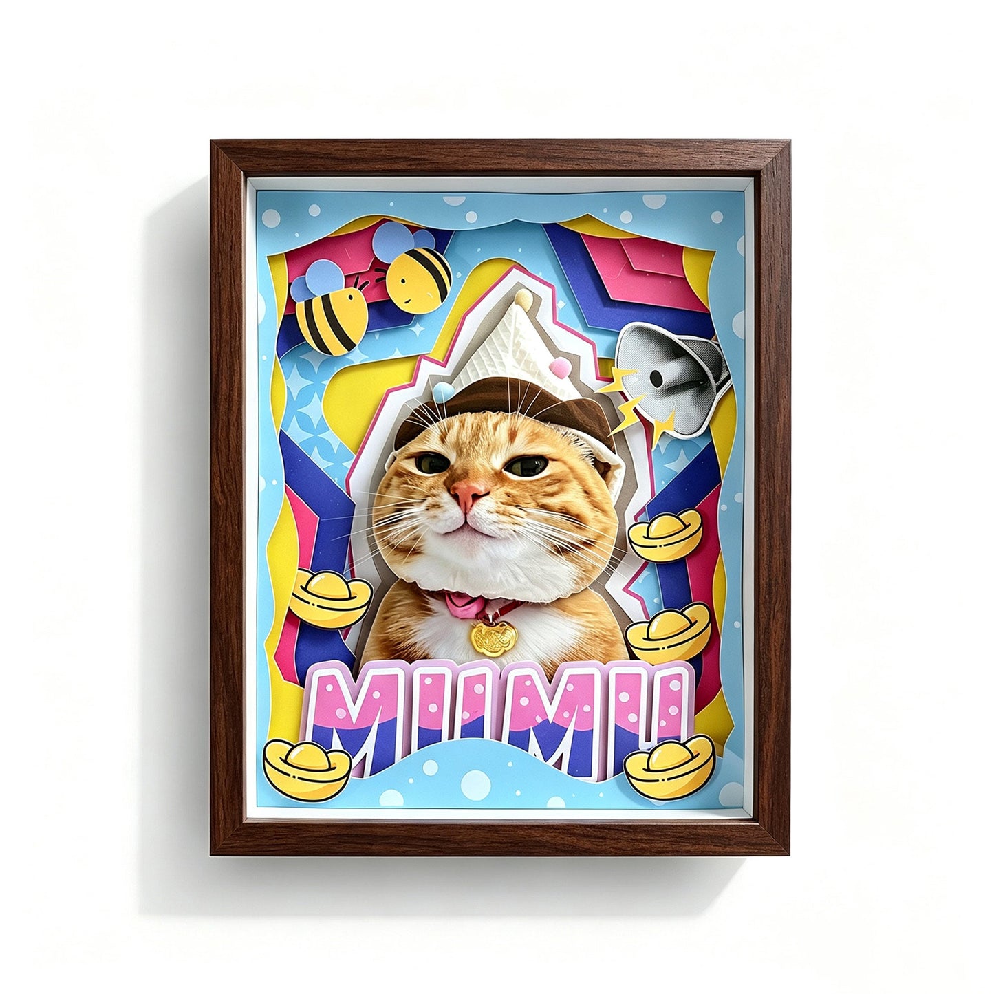 Custom 3D Pet Portrait Shadow Box | Cat Handcrafted Paper Art Gift custom pet portrait - MooWeeStudio