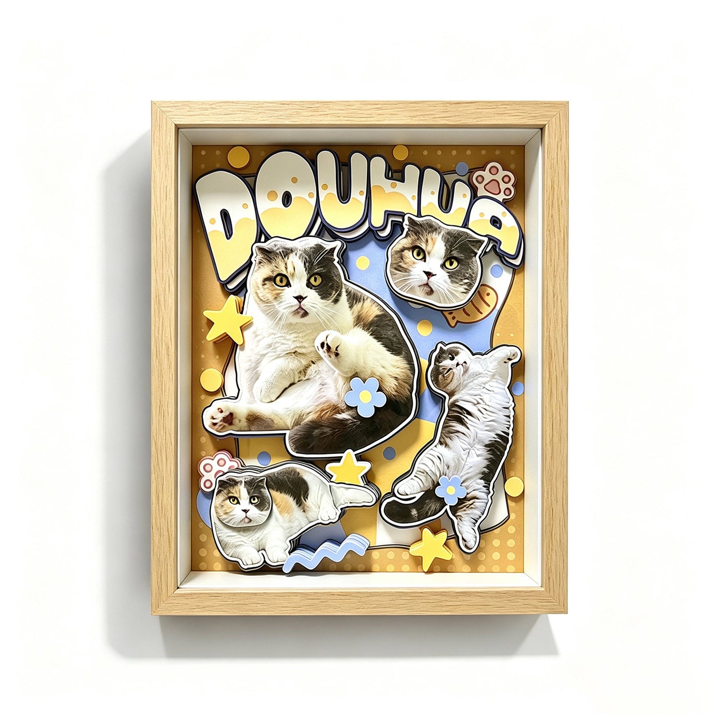 Custom 3D Pet Portrait Shadow Box | Cat Personalized Layered Paper Art custom pet portrait - MooWeeStudio