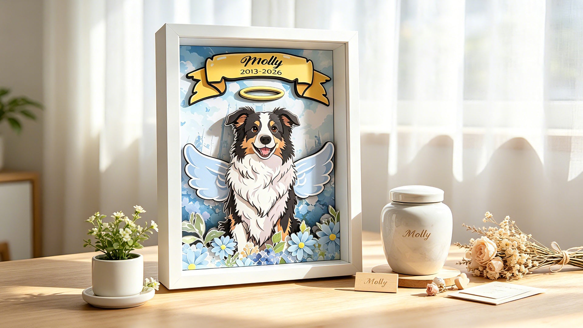 Sample memorial design shown for illustration.