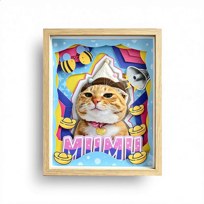Custom 3D Pet Portrait Shadow Box Cat | MooWeeStudio