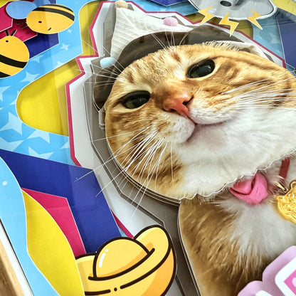 Custom 3D Pet Portrait Shadow Box Cat | Handcrafted Paper Art - MooWeeStudio