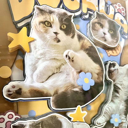Custom 3D Cat Portrait Shadow Box Frame — Personalized Layered Paper Art custom pet portrait - MooWeeStudio