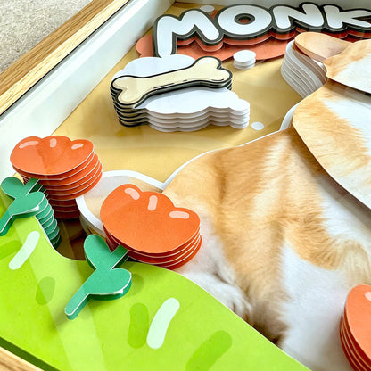 Custom 3D Corgi Portrait Shadow Box | Handcrafted Paper Art custom pet portrait - MooWeeStudio