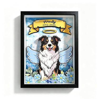 Custom 3D Dog Memorial Shadow Box | Personalized Angel Pet Portrait Gift custom pet portrait - MooWeeStudio