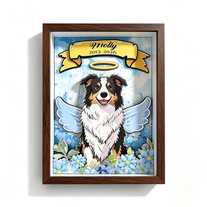 Custom 3D Dog Memorial Shadow Box | Personalized Angel Pet Portrait Gift custom pet portrait - MooWeeStudio