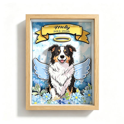 Custom 3D Dog Memorial Shadow Box | Personalized Angel Pet Portrait Gift custom pet portrait - MooWeeStudio