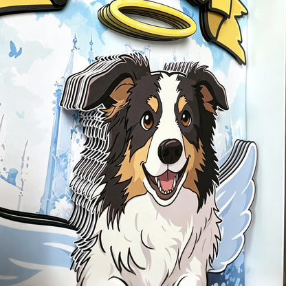Custom 3D Dog Memorial Shadow Box — Personalized Angel Pet Portrait Gift custom pet portrait - MooWeeStudio