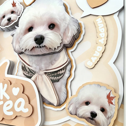 Custom 3D Maltese Dog Portrait Shadow Box — Personalized Pet Gift custom pet portrait - MooWeeStudio