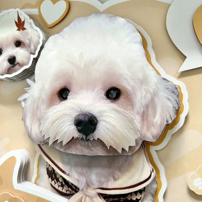 Custom 3D Maltese Dog Portrait Shadow Box — Personalized Pet Gift custom pet portrait - MooWeeStudio