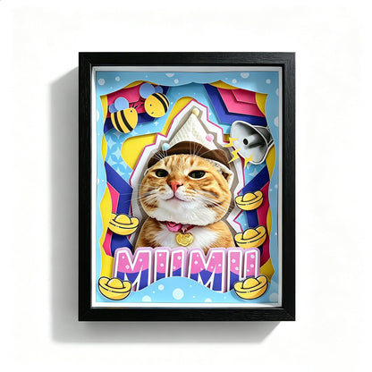 Custom 3D Pet Portrait Shadow Box | Cat Handcrafted Paper Art Gift custom pet portrait - MooWeeStudio