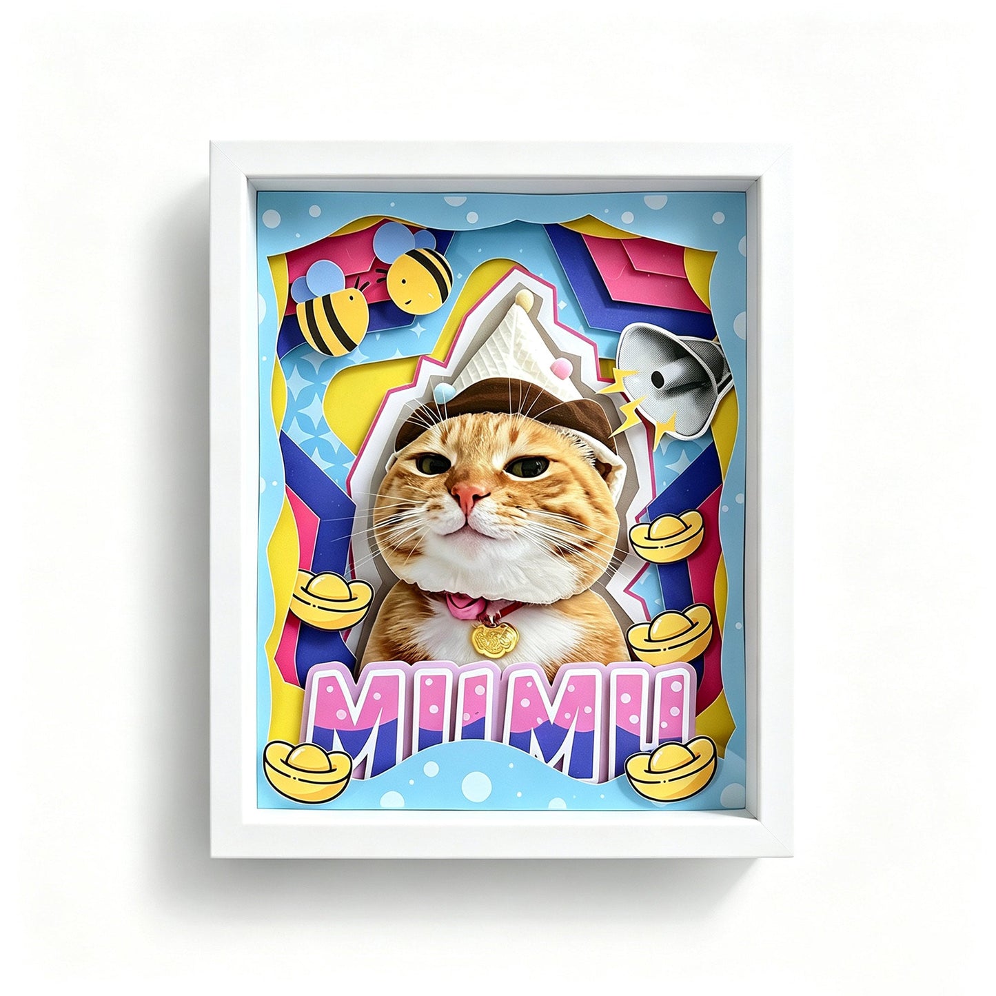 Custom 3D Pet Portrait Shadow Box | Cat Handcrafted Paper Art Gift custom pet portrait - MooWeeStudio