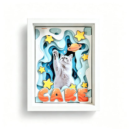 Custom 3D Pet Portrait Shadow Box | Handcrafted Paper Art Gift custom pet portrait - MooWeeStudio