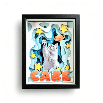 Custom 3D Pet Portrait Shadow Box | Handcrafted Paper Art Gift custom pet portrait - MooWeeStudio