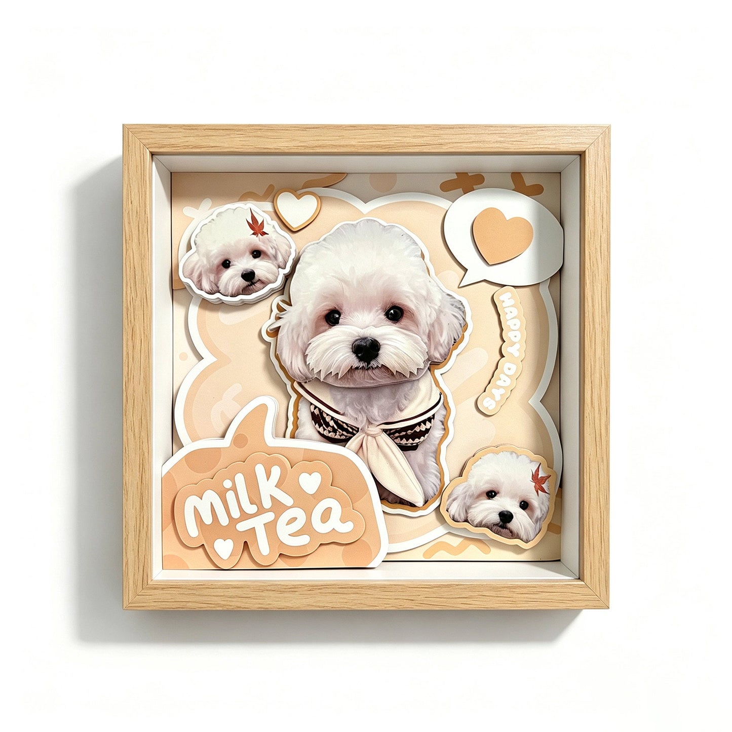 Custom 3D Pet Portrait Shadow Box | Maltese Dog Personalized Gift custom pet portrait - MooWeeStudio