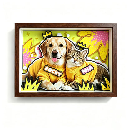 Custom 3D Pet Portrait Shadow Box | Personalized Dog & Cat Gift custom pet portrait - MooWeeStudio