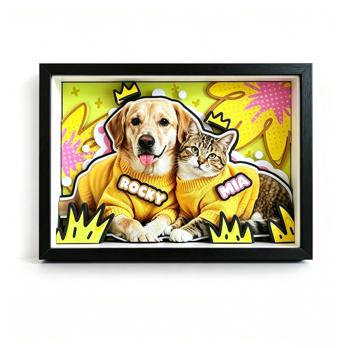 Custom 3D Pet Portrait Shadow Box | Personalized Dog & Cat Gift custom pet portrait - MooWeeStudio