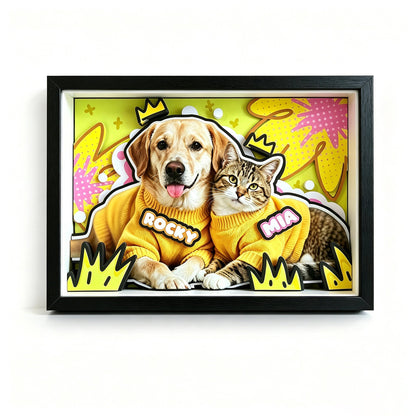 Custom 3D Pet Portrait Shadow Box | Personalized Dog & Cat Gift custom pet portrait - MooWeeStudio