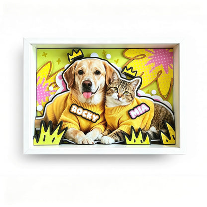 Custom 3D Pet Portrait Shadow Box | Personalized Dog & Cat Gift custom pet portrait - MooWeeStudio