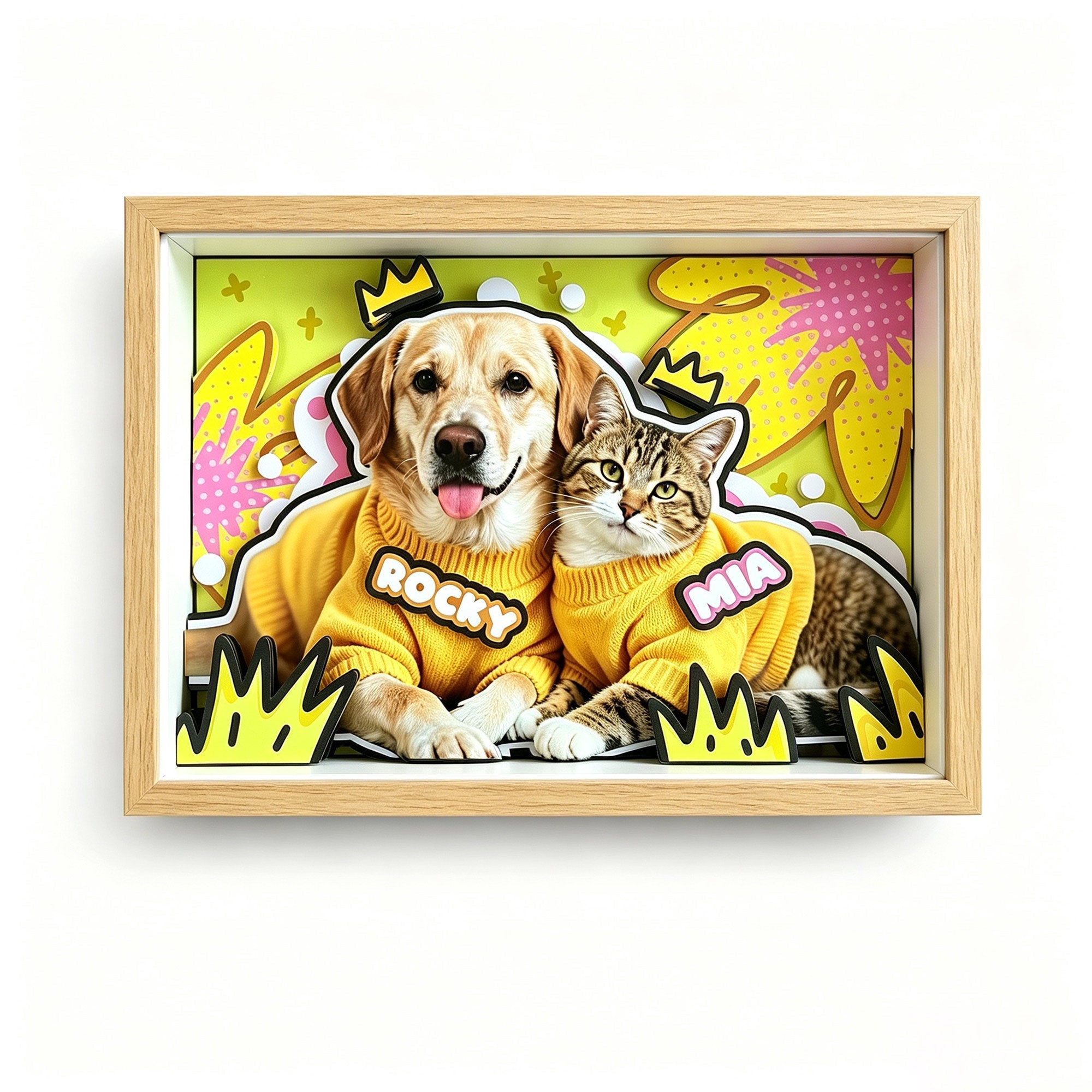 Custom 3D Pet Portrait Shadow Box | Personalized Dog & Cat Gift custom pet portrait - MooWeeStudio