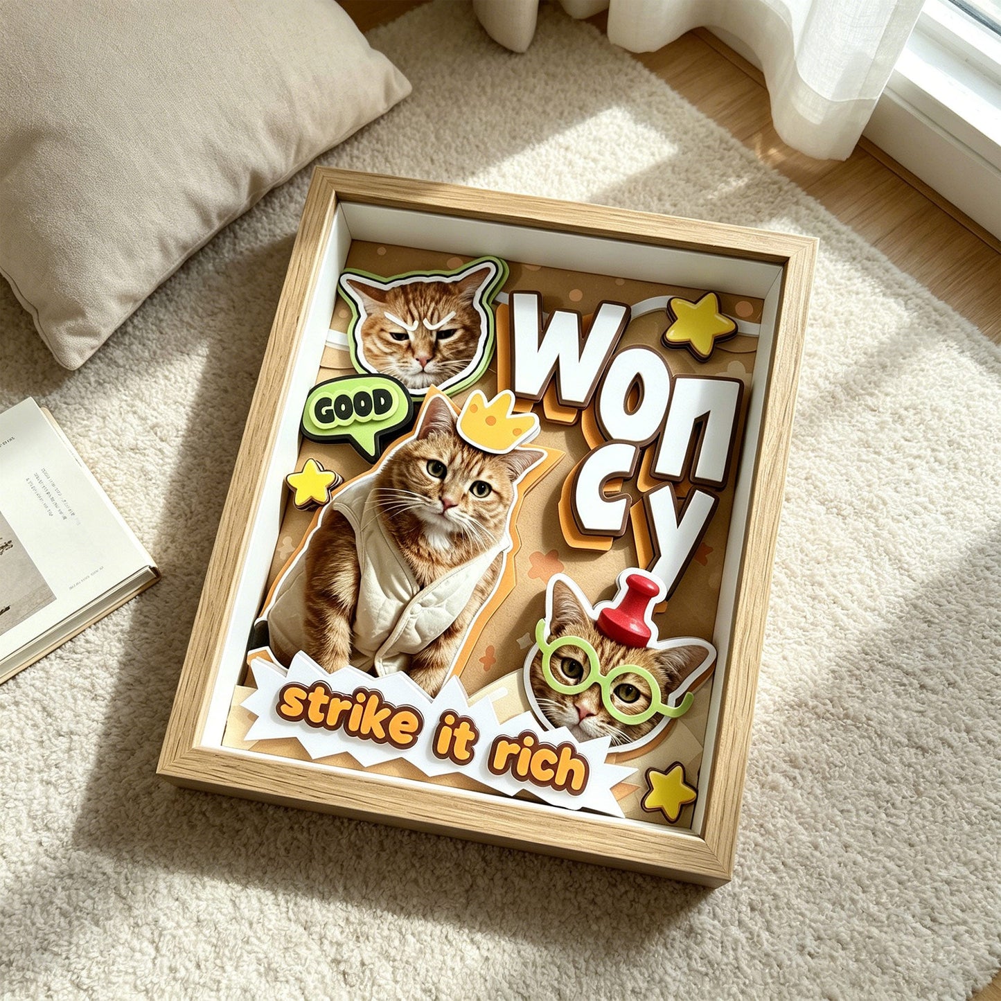 Custom 3D Ragdoll Cat Portrait Shadow Box — Personalized Pet Gift custom pet portrait - MooWeeStudio