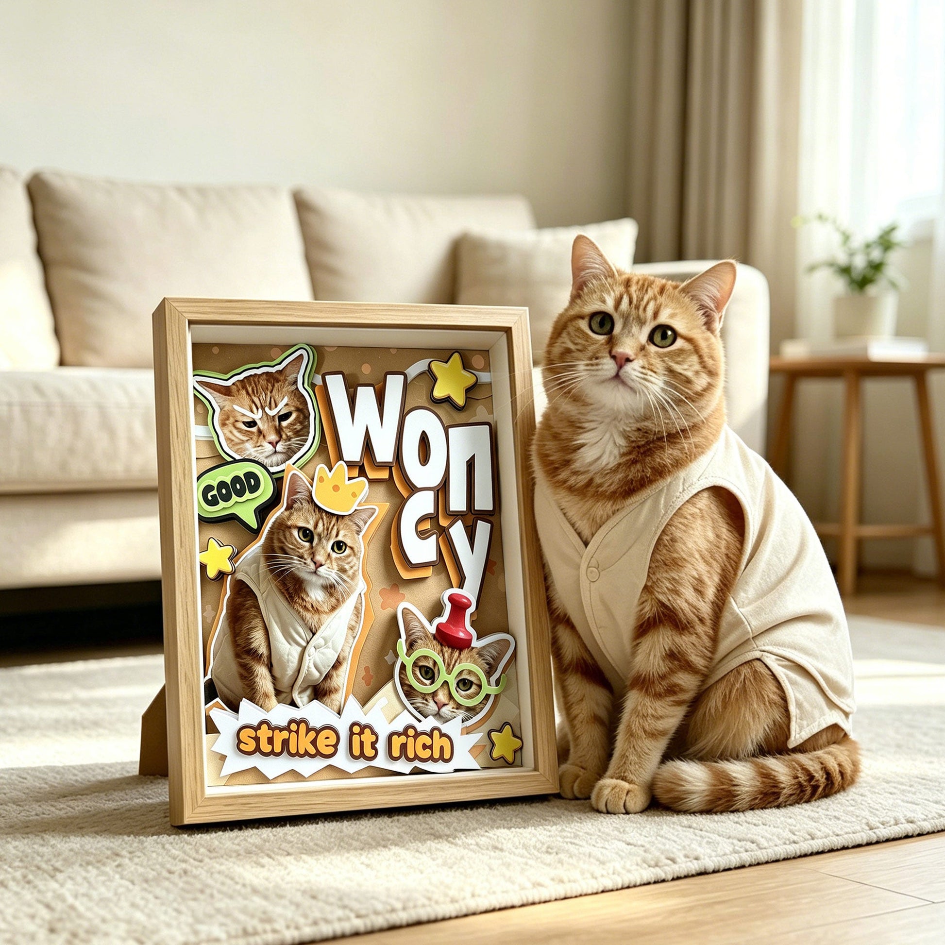 Custom 3D Ragdoll Cat Portrait Shadow Box — Personalized Pet Gift custom pet portrait - MooWeeStudio