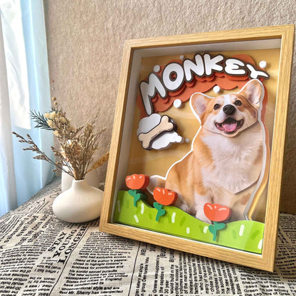 Custom Corgi Pet Portrait Shadow Box custom pet portrait - MooWeeStudio